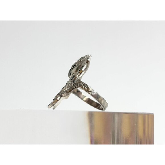 Rosebud Art Deco Clark & Coombs Marcasite Straight Shank Vintage Ring - sz 6 - Picture 7 of 10